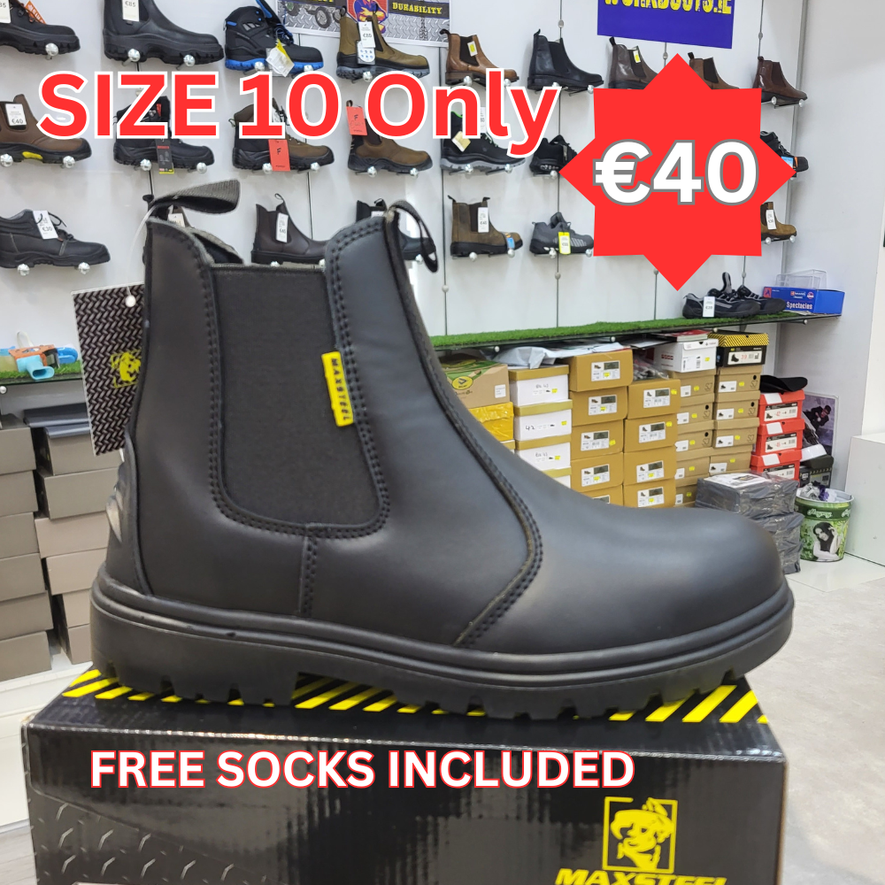 MAX STEEL Black Dealer Boot Free Socks Work Boots