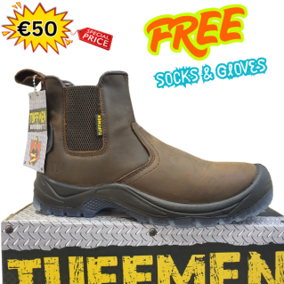 TUFFMEN / MAX STEEL WAXY DEALER SAFETY BOOT + FREE Socks & Gloves