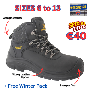 Max Steel Black Laced Safety Boot + Free Winter Pack