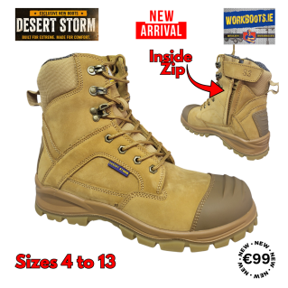 Desert Storm Inside Zip Safety Boot + FREE Socks Gloves Fiber Cloth